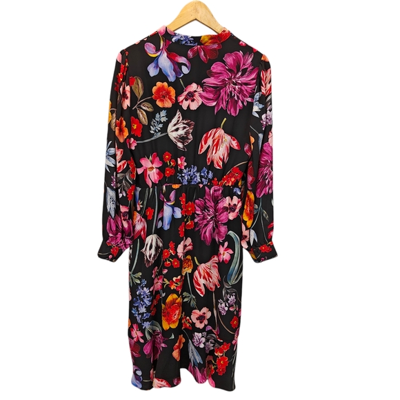 J. Crew Tie Neck Ruffle Midi Dress in Midnight Dutch Floral Size 6 - Picture 10 of 14